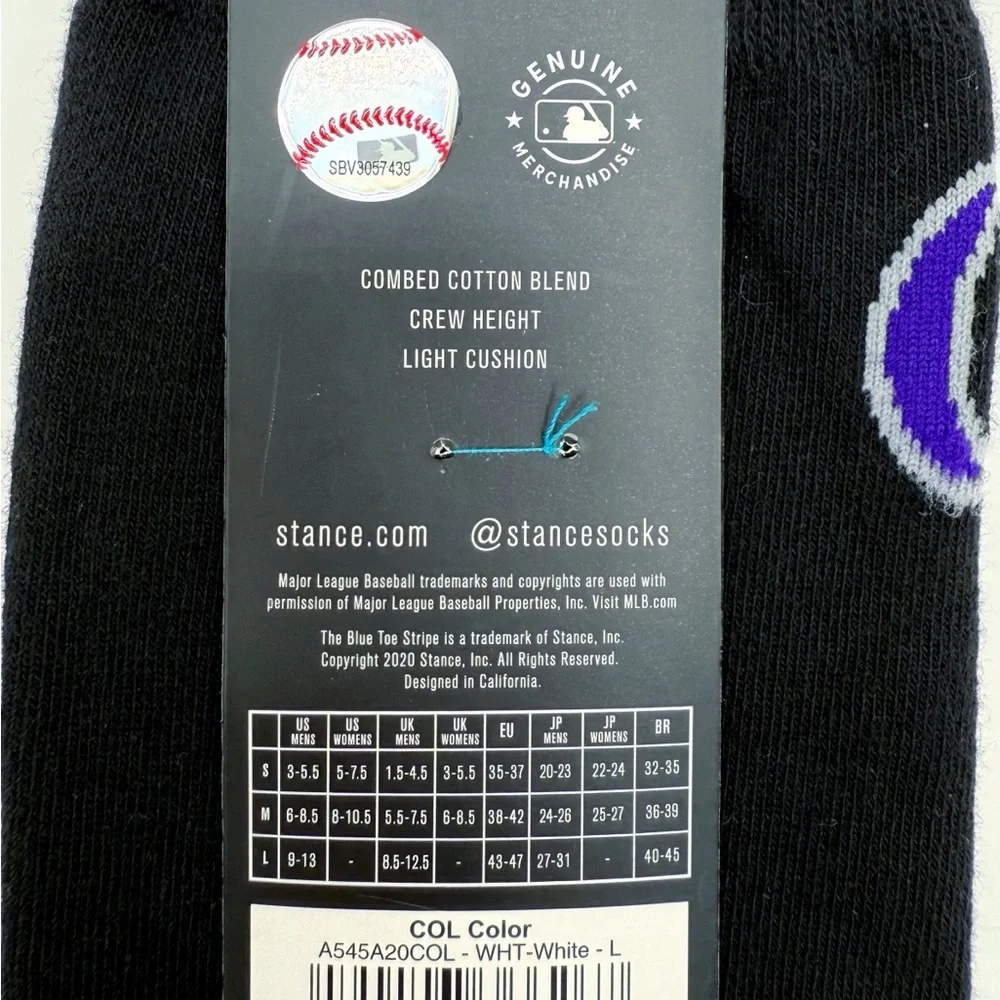 Stance Colorado Rockies Crew Socks Mens Large MLB Baseball Fan Gear Gift